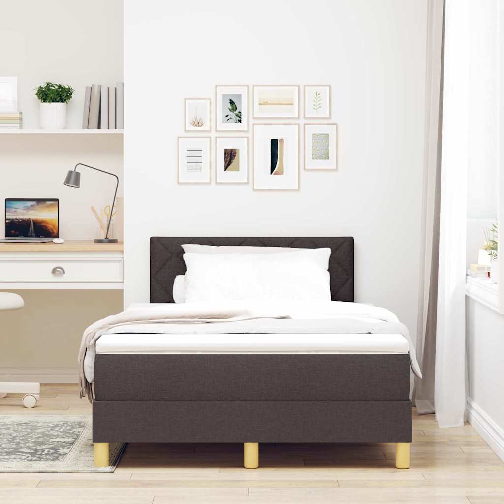 Letto a molle con cuscino Marrone Scuro 120 x 200 cm Tessuto | homemem39