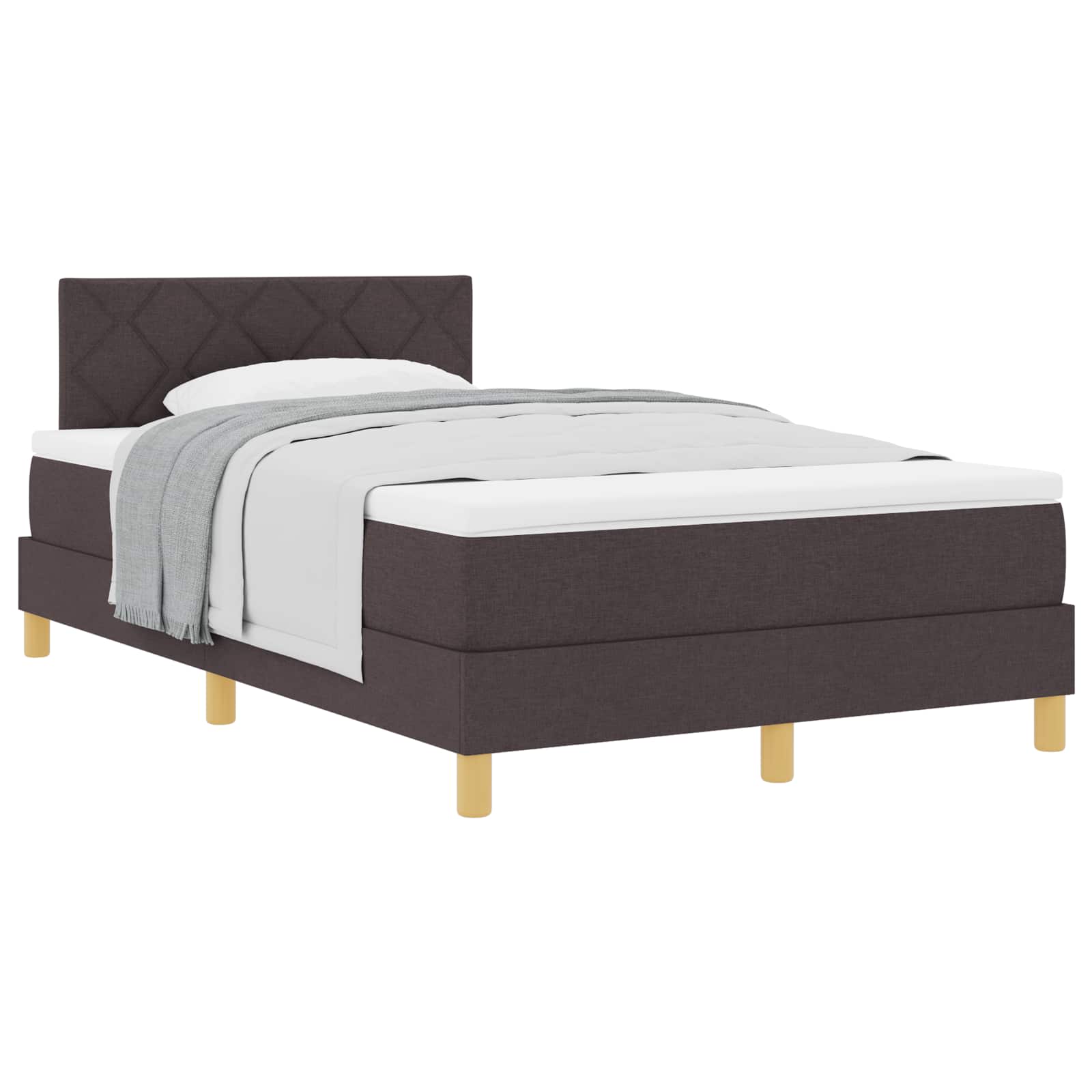 Letto a molle con cuscino Marrone Scuro 120 x 200 cm Tessuto | homemem39