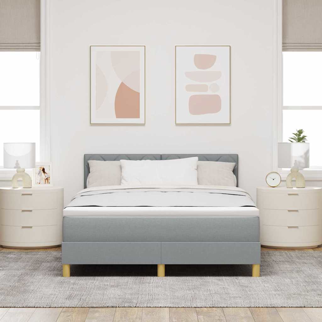 Letto a molle con cuscino Grigio chiaro 140 x 190 cm Tessuto | homemem39