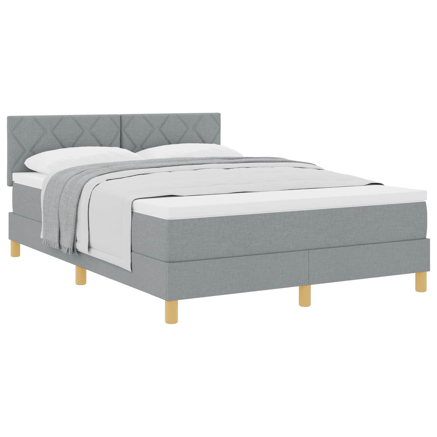 Letto a molle con cuscino Grigio chiaro 140 x 190 cm Tessuto | homemem39