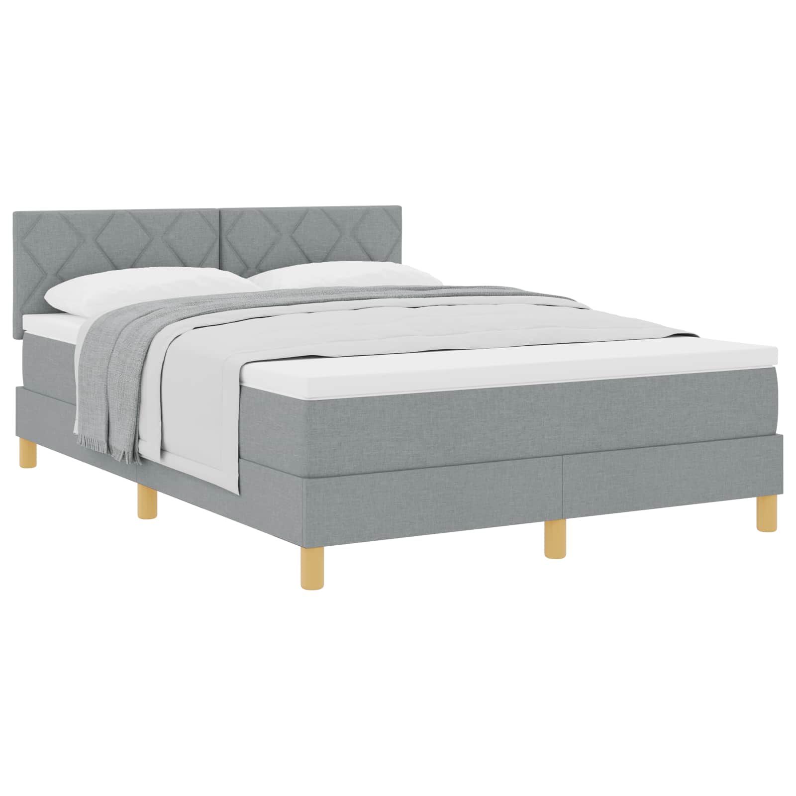 Letto a molle con cuscino Grigio chiaro 140 x 190 cm Tessuto | homemem39
