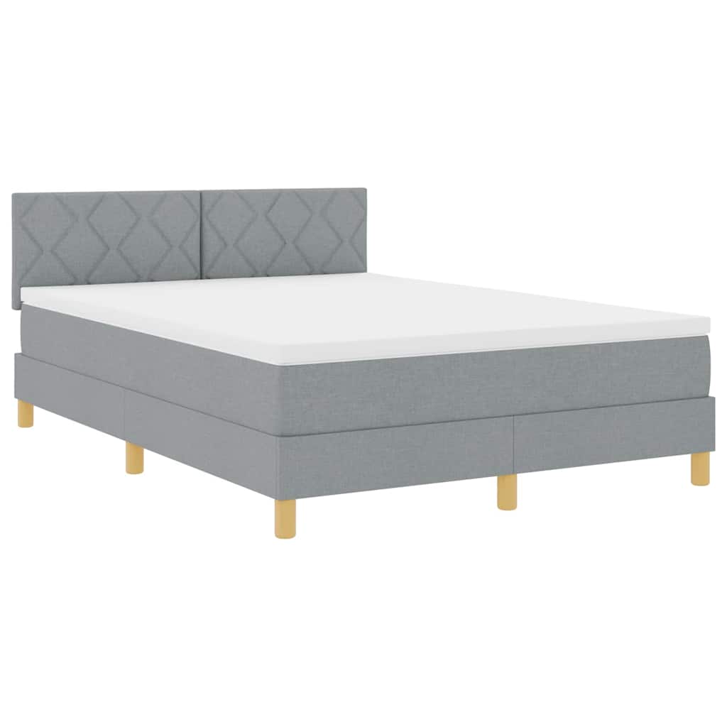 Letto a molle con cuscino Grigio chiaro 140 x 190 cm Tessuto | homemem39