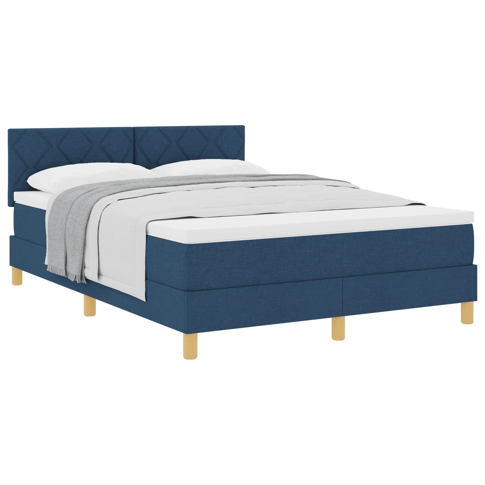 Letto a molle con cuscino con testiera Blu 140 x 190 cm Tessuto | homemem39