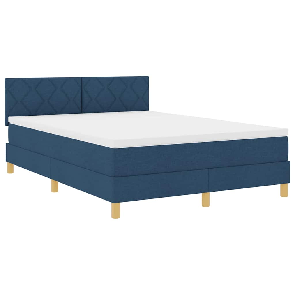Letto a molle con cuscino con testiera Blu 140 x 190 cm Tessuto | homemem39