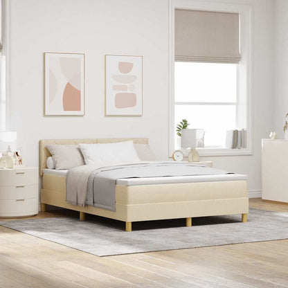 Letto a molle con cuscino Crema 140 x 200 cm Tessuto