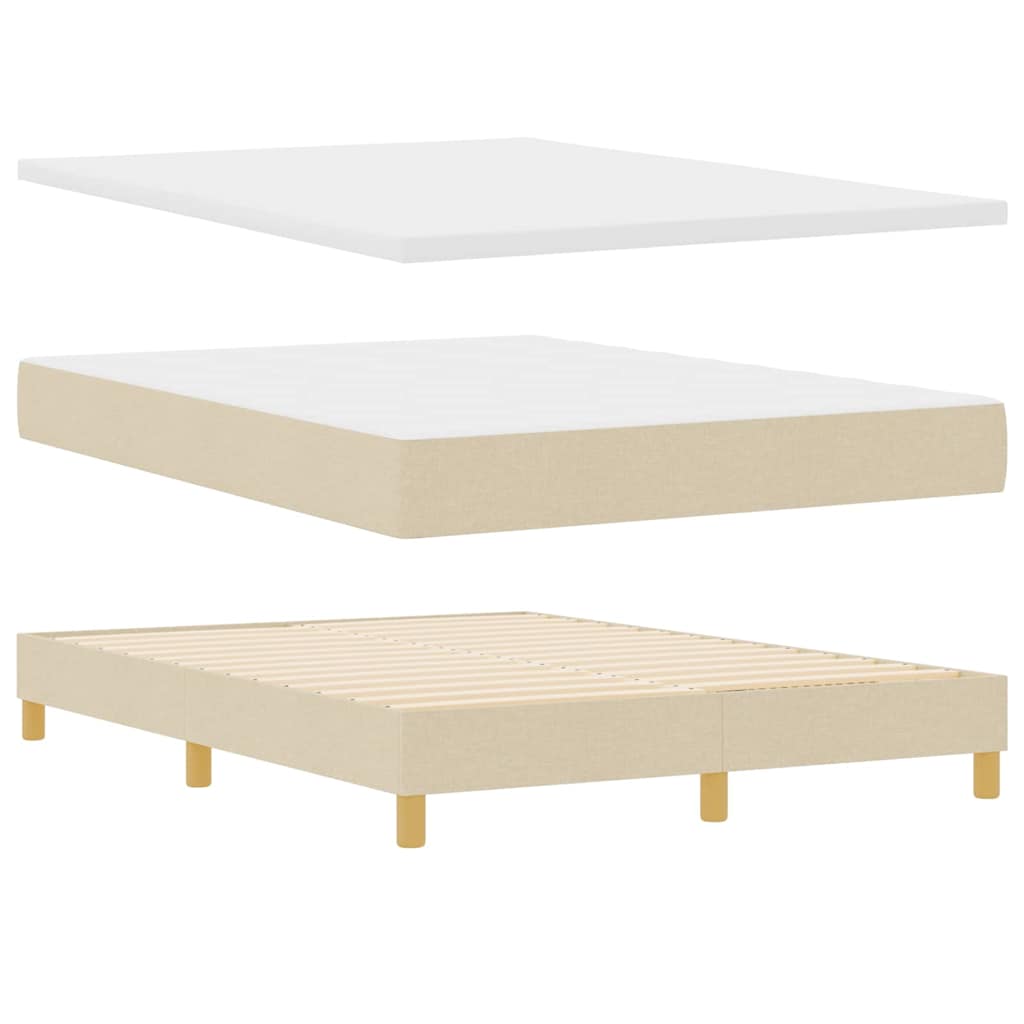 Letto a molle con cuscino Crema 140 x 200 cm Tessuto