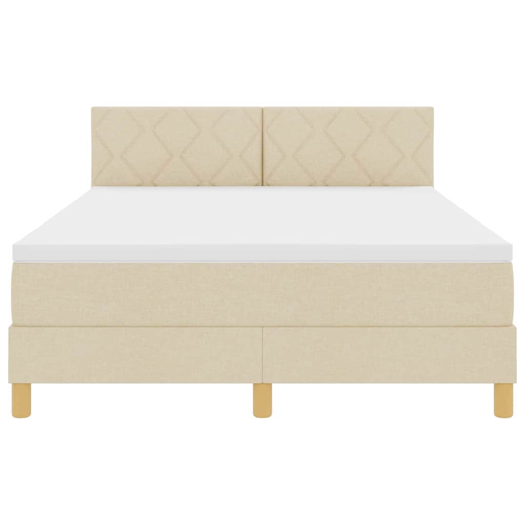 Letto a molle con cuscino Crema 140 x 200 cm Tessuto | homemem39