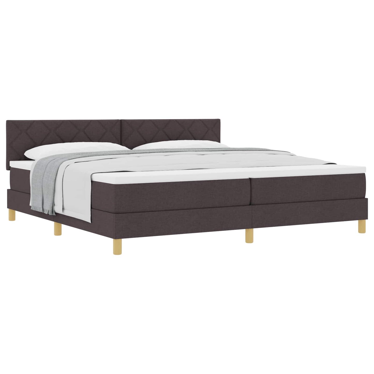 Letto a molle con cuscino Marrone Scuro 200 x 200 cm Tessuto | homemem39