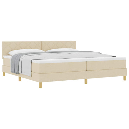 Letto a molle con cuscino Crema 200 x 200 cm Tessuto | homemem39