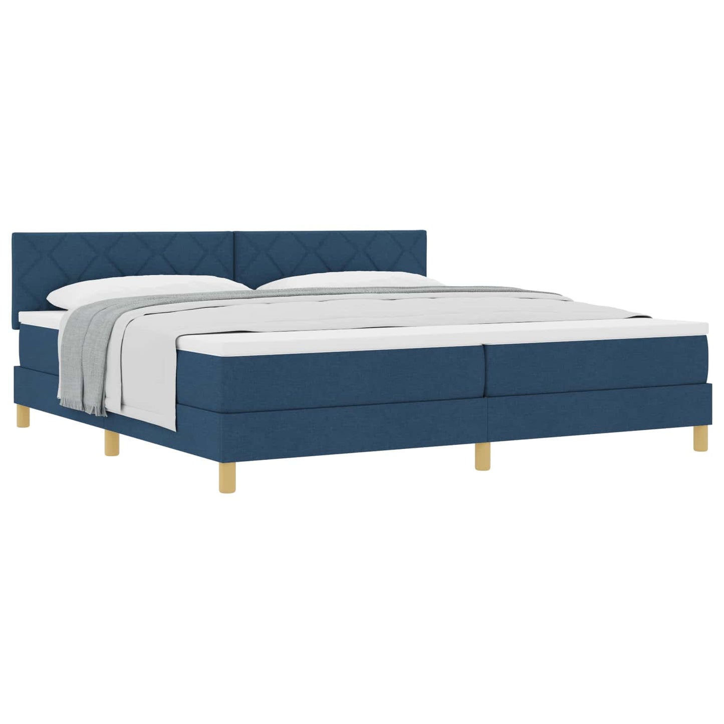 Letto a molle con cuscino con testiera Blu 200 x 200 cm Tessuto | homemem39