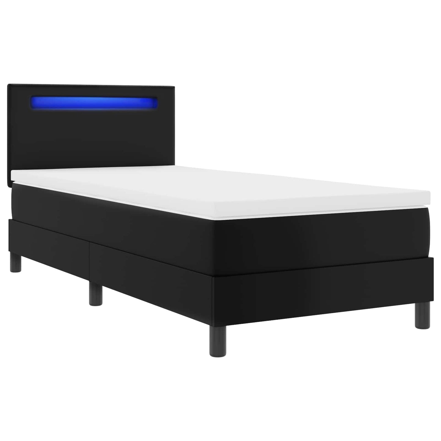 Letto a molle con strisce LED Nero 90 x 190 cm Pelle sintetica | homemem39