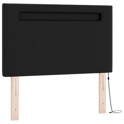 Letto a molle con strisce LED Nero 90 x 190 cm Pelle sintetica | homemem39