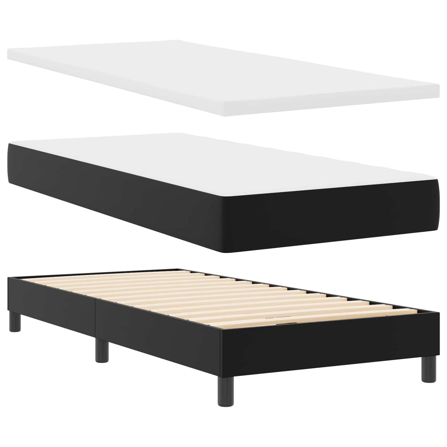 Letto a molle con strisce LED Nero 90 x 190 cm Pelle sintetica | homemem39