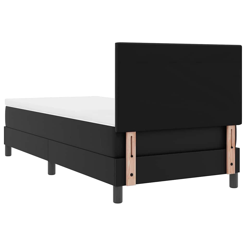 Letto a molle con materasso Nero 90 x 190 cm Pelle sintetica