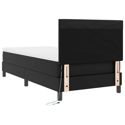 Letto a molle con strisce LED Nero 90 x 190 cm Pelle sintetica | homemem39