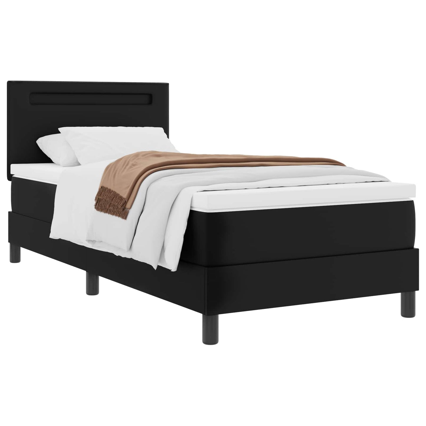 Letto a molle con strisce LED Nero 90 x 190 cm Pelle sintetica | homemem39