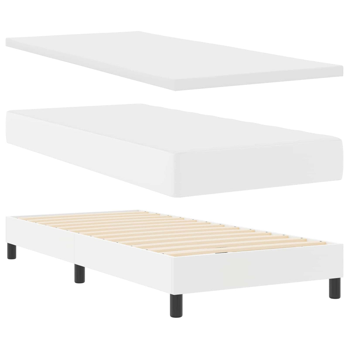 Letto a molle con materasso Bianco 90 x 190 cm Pelle sintetica | homemem39