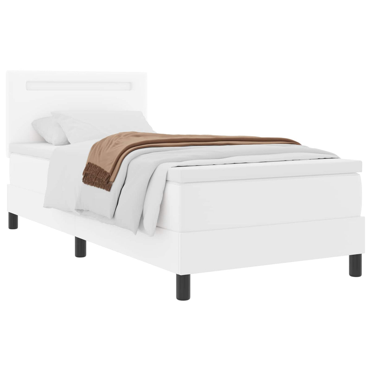 Letto a molle con materasso Bianco 90 x 190 cm Pelle sintetica