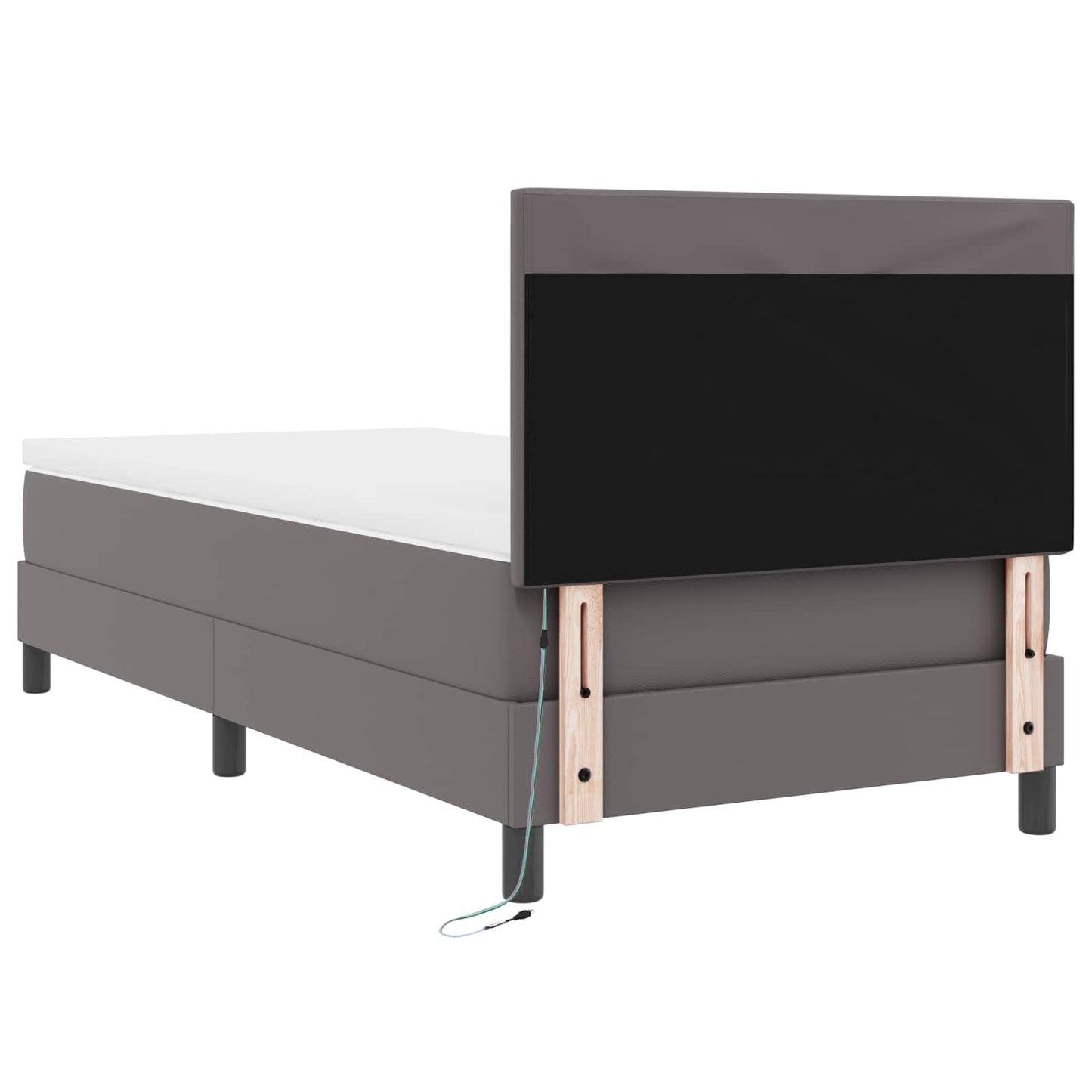 Letto a molle con materasso Grigio 90 x 190 cm Pelle sintetica | homemem39