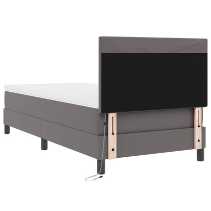 Letto a molle con materasso Grigio 90 x 190 cm Pelle sintetica | homemem39