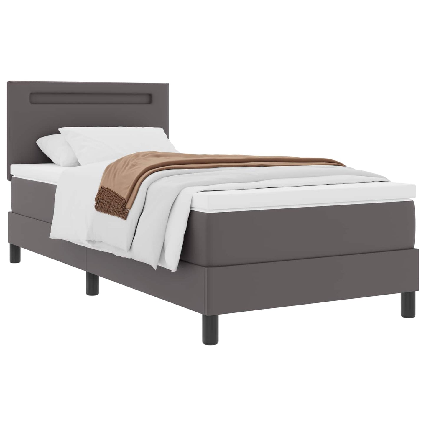 Letto a molle con materasso Grigio 90 x 190 cm Pelle sintetica | homemem39