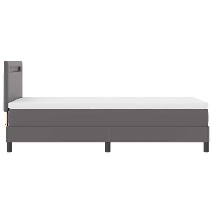 Letto a molle con materasso Grigio 90 x 190 cm Pelle sintetica | homemem39