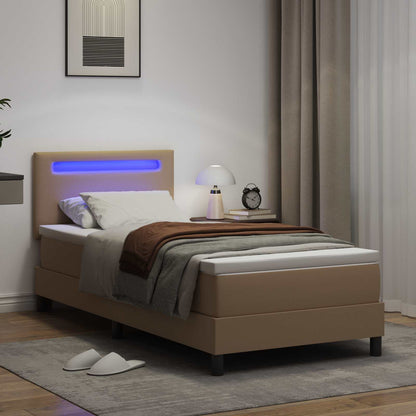 Letto a molle Cappuccino 90 x 190 cm Pelle sintetica | homemem39