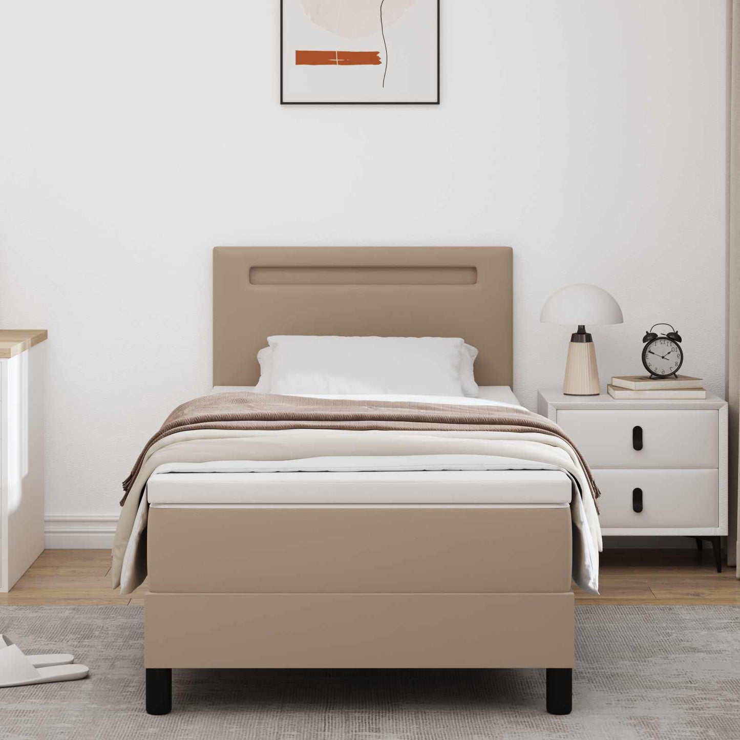 Letto a molle Cappuccino 90 x 190 cm Pelle sintetica | homemem39