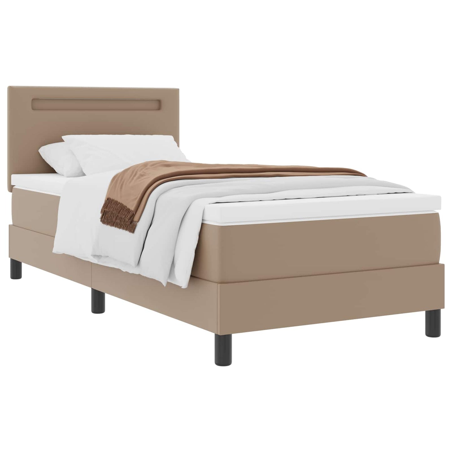 Letto a molle Cappuccino 90 x 190 cm Pelle sintetica