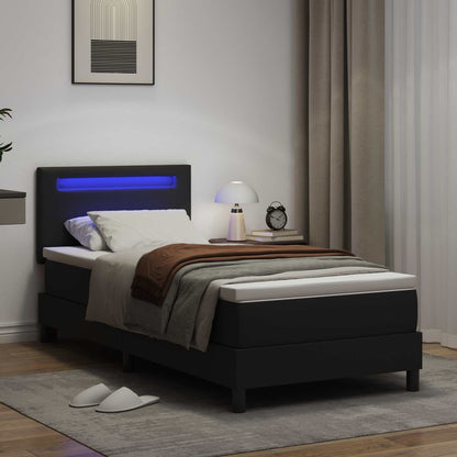 Letto a molle con materasso Nero 90 x 200 cm Pelle sintetica | homemem39