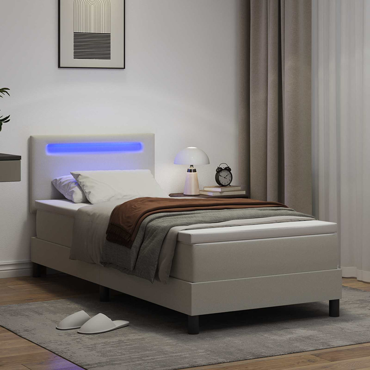 Letto a molle con materasso Bianco 90 x 200 cm Pelle sintetica | homemem39
