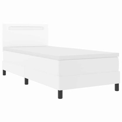Letto a molle con materasso Bianco 90 x 200 cm Pelle sintetica