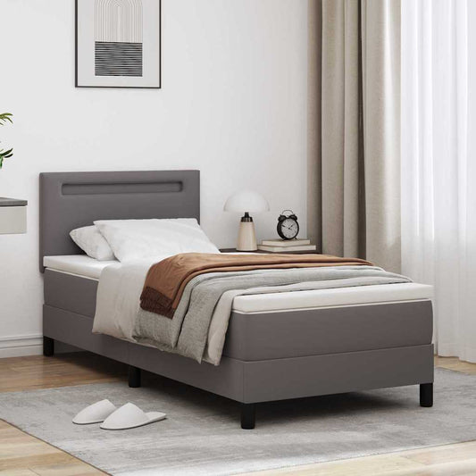 Letto a molle con materasso Grigio 90 x 200 cm Pelle sintetica