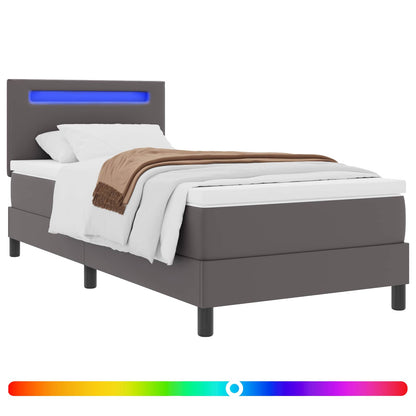 Letto a molle con materasso Grigio 90 x 200 cm Pelle sintetica | homemem39