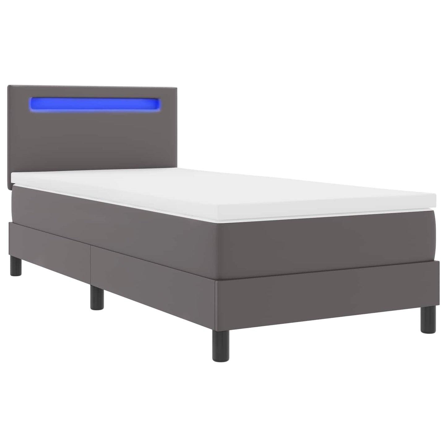 Letto a molle con materasso Grigio 90 x 200 cm Pelle sintetica | homemem39