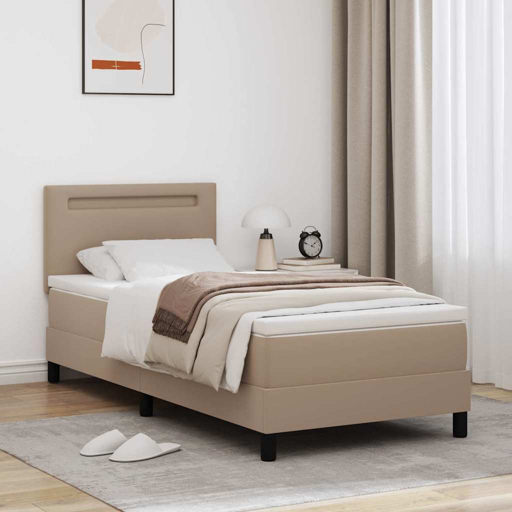 Letto a molle Cappuccino 90 x 200 cm Pelle sintetica