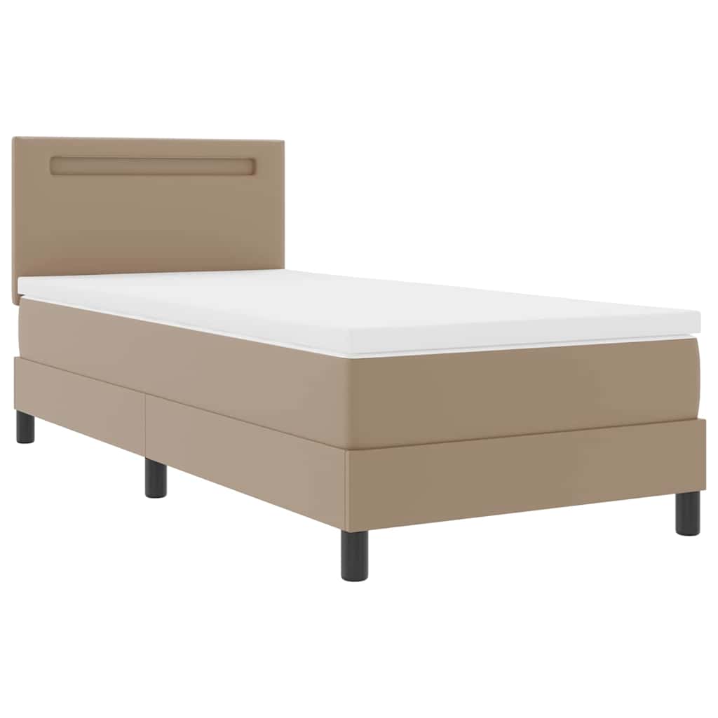 Letto a molle Cappuccino 90 x 200 cm Pelle sintetica