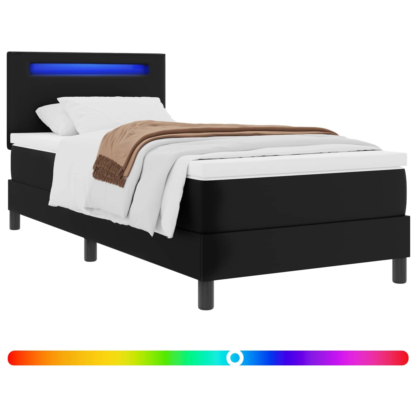 Letto a molle con materasso Nero 100 x 200 cm Pelle sintetica | homemem39