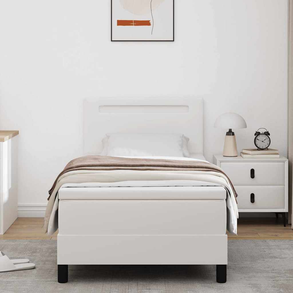 Letto a molle con materasso Bianco 100 x 200 cm Pelle sintetica