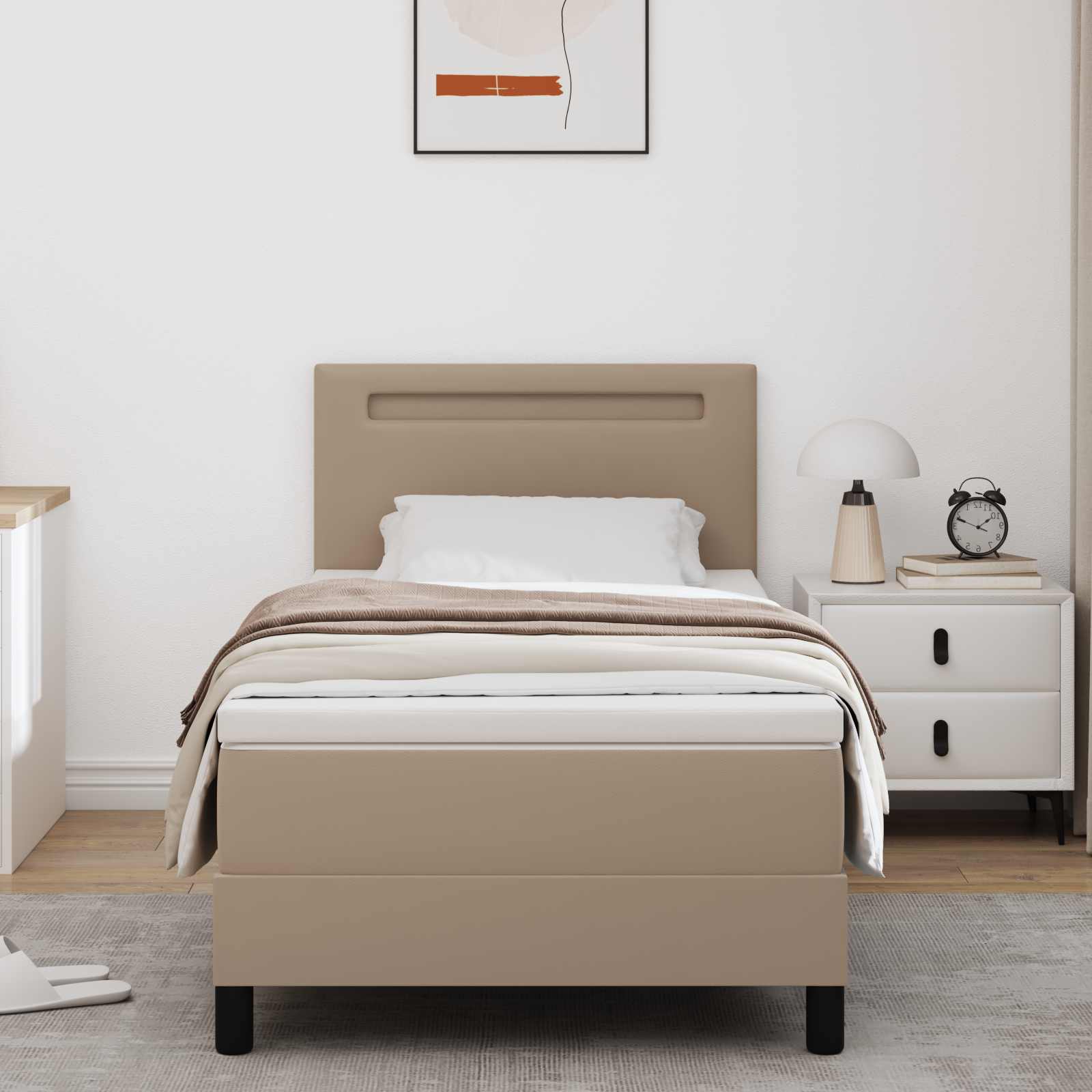 Letto a molle Cappuccino 100 x 200 cm Pelle sintetica | homemem39
