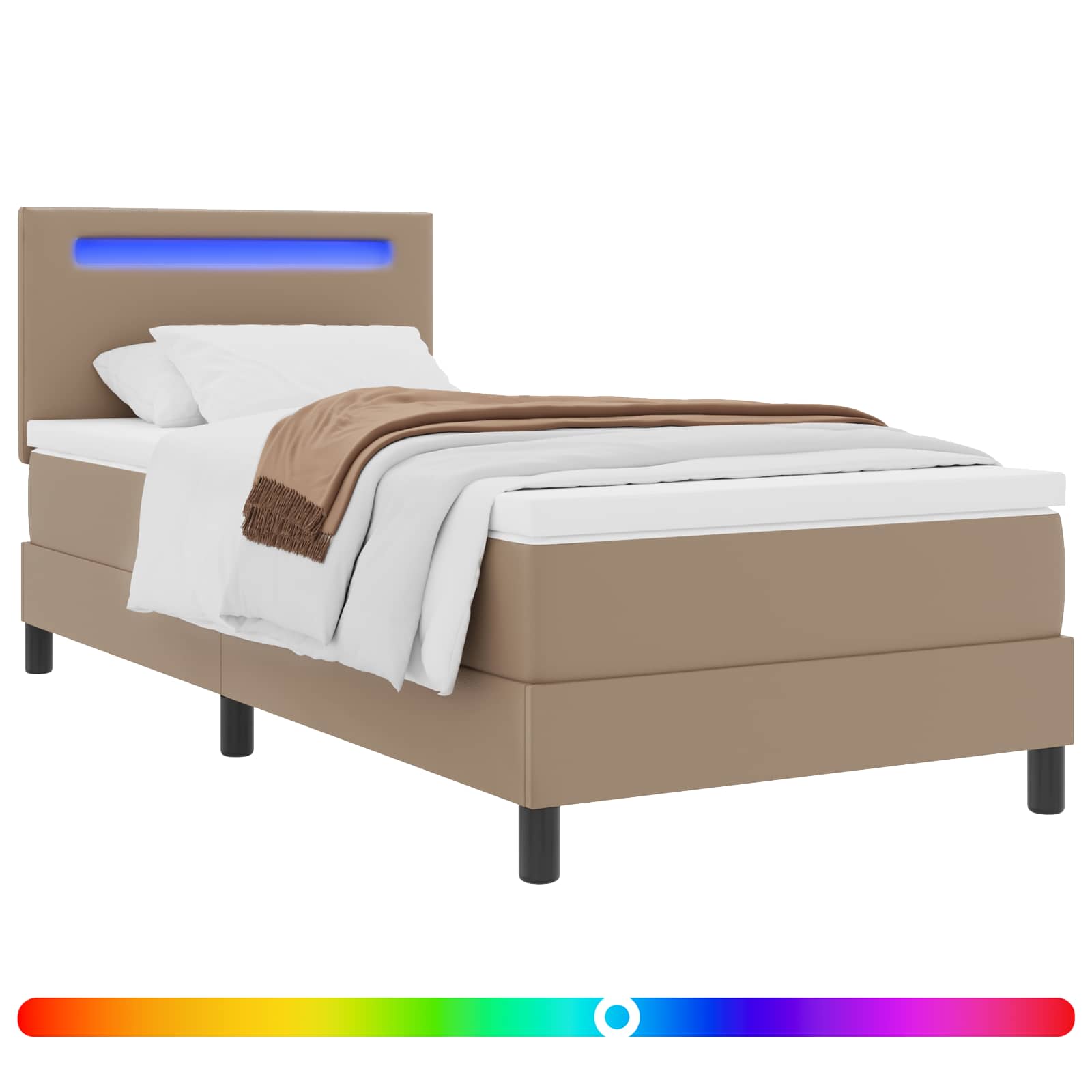 Letto a molle Cappuccino 100 x 200 cm Pelle sintetica | homemem39