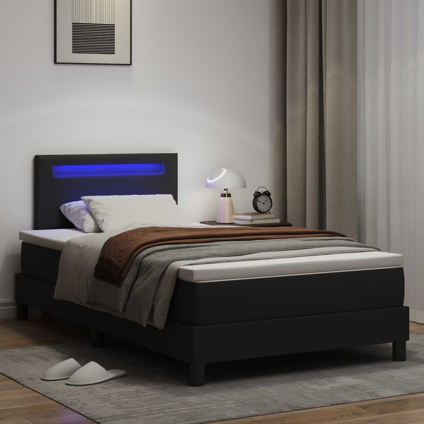 Letto a molle con materasso Nero 120 x 190 cm Pelle sintetica | homemem39