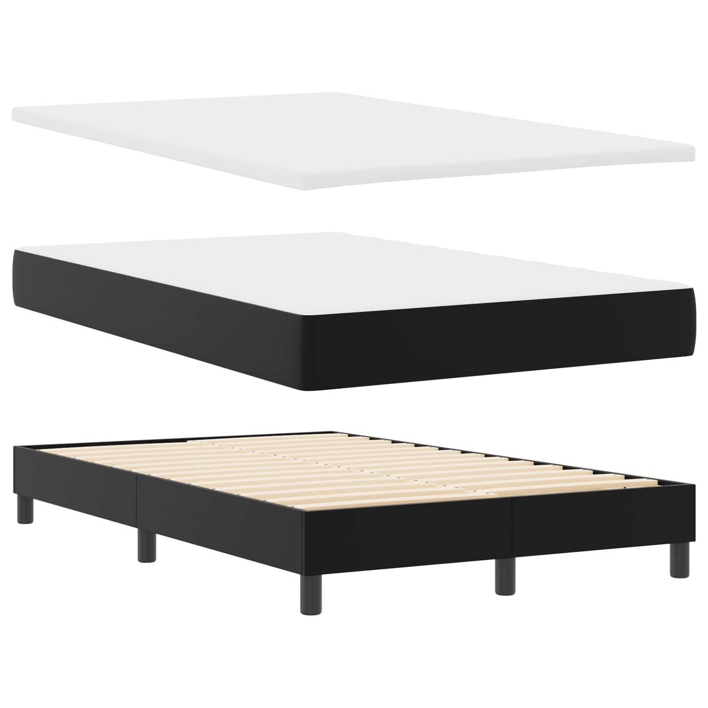 Letto a molle con materasso Nero 120 x 190 cm Pelle sintetica | homemem39