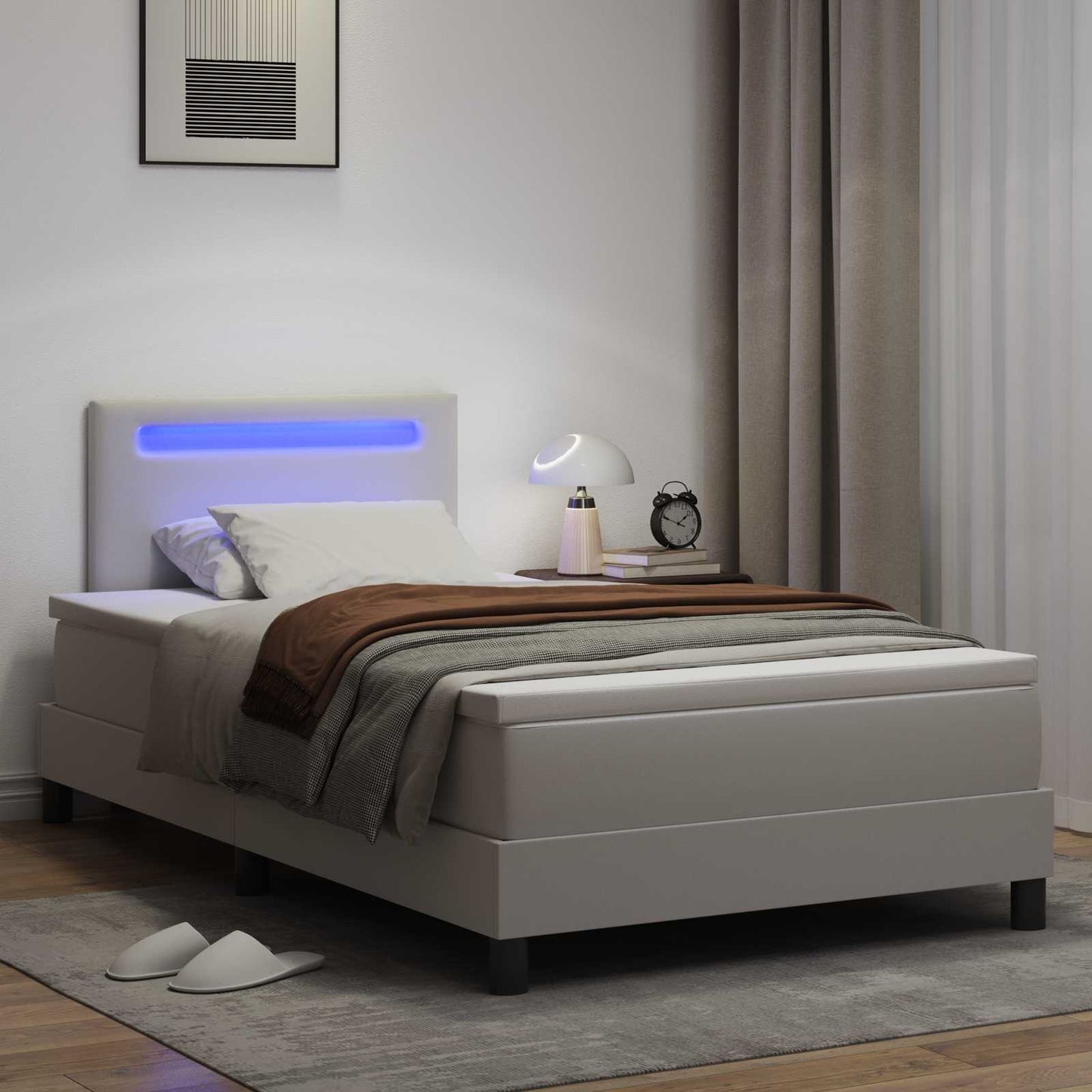 Letto a molle con materasso Bianco 120 x 190 cm Pelle sintetica | homemem39