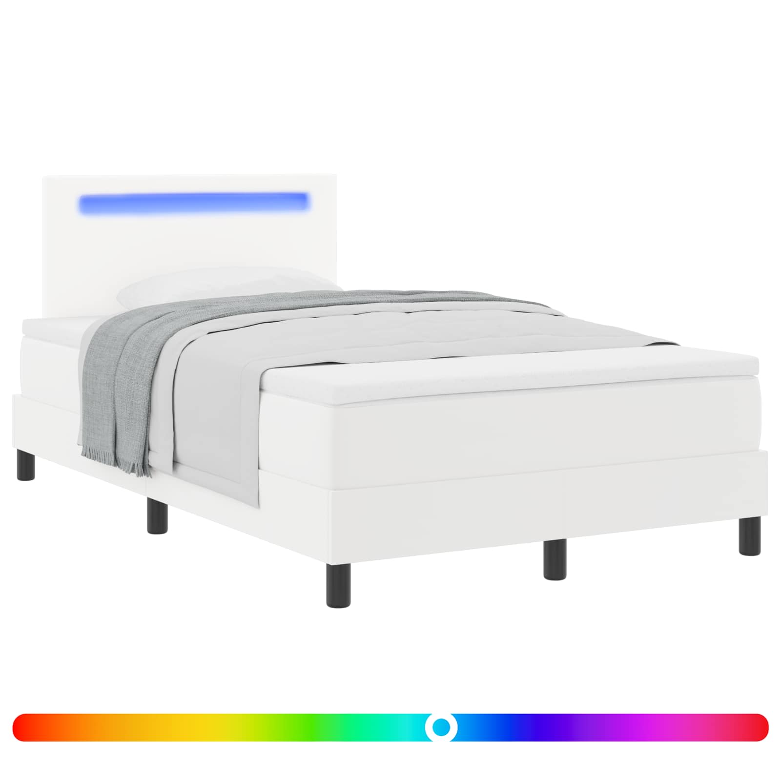 Letto a molle con materasso Bianco 120 x 190 cm Pelle sintetica | homemem39