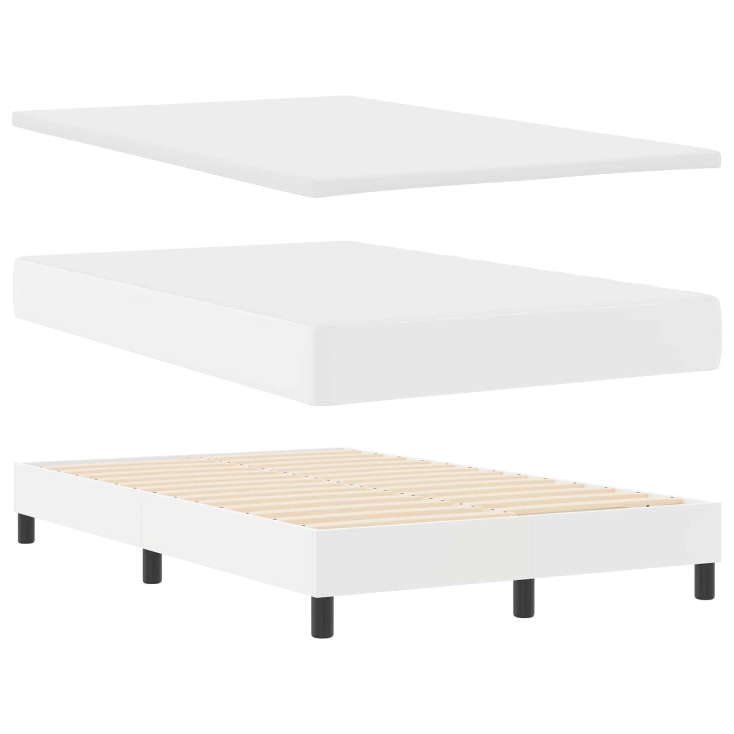 Letto a molle con materasso Bianco 120 x 190 cm Pelle sintetica | homemem39