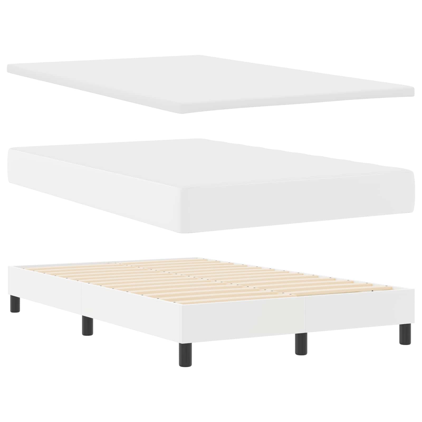 Letto a molle con materasso Bianco 120 x 190 cm Pelle sintetica | homemem39