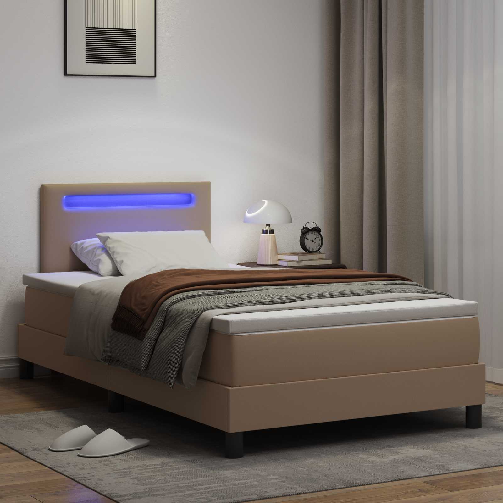 Letto a molle Cappuccino 120 x 190 cm Pelle sintetica | homemem39