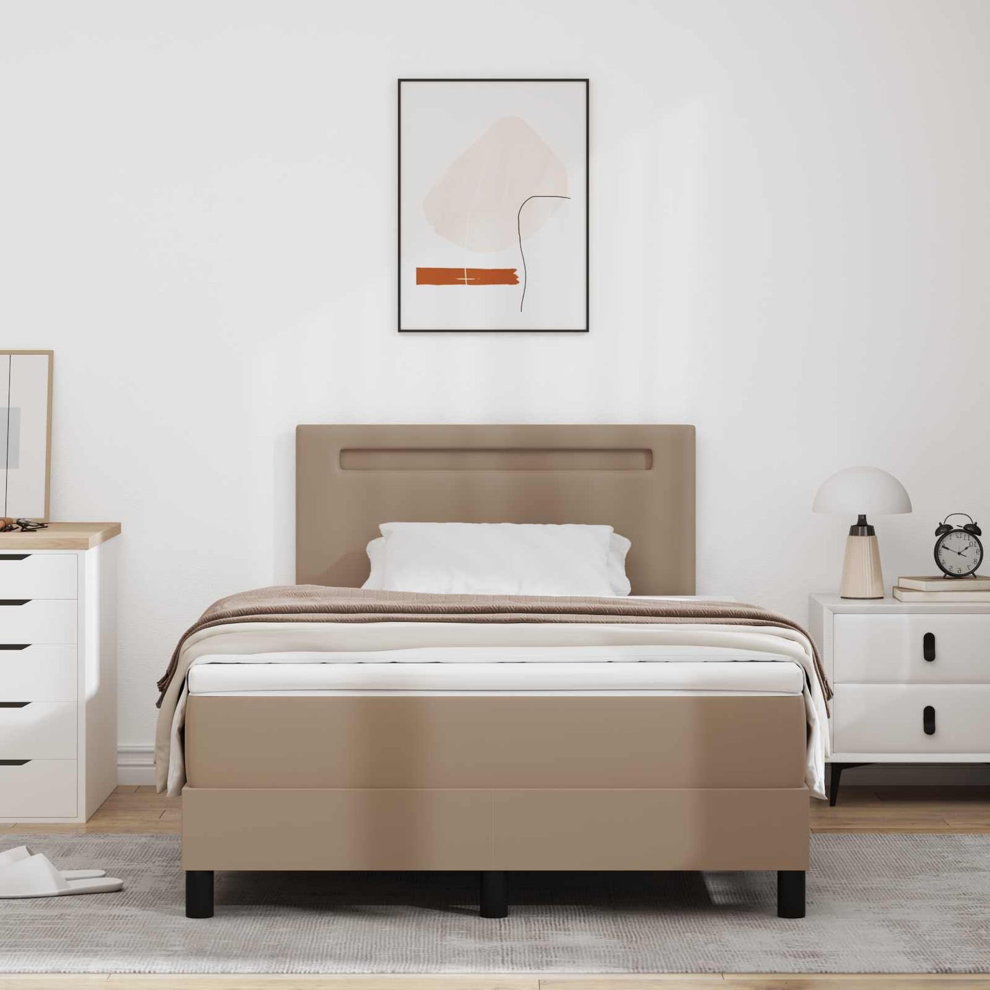 Letto a molle Cappuccino 120 x 190 cm Pelle sintetica | homemem39