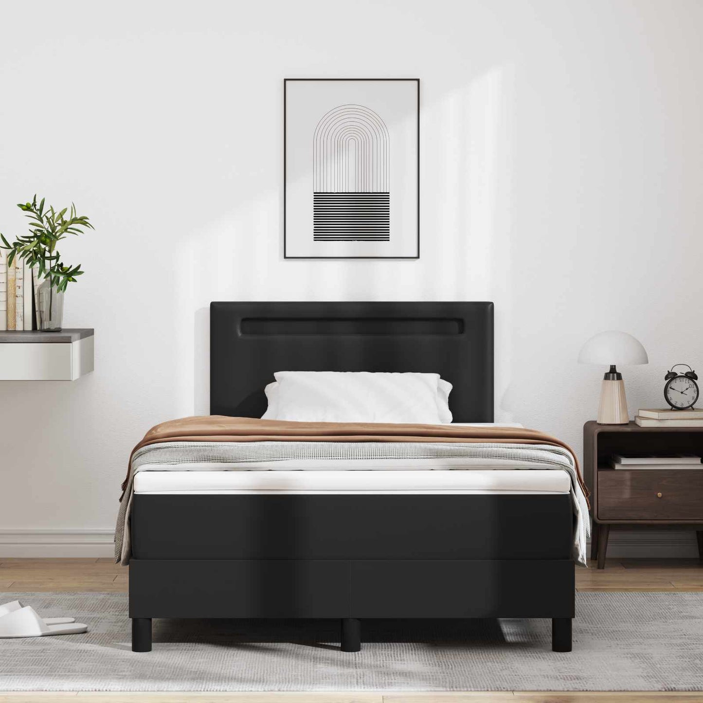 Letto a molle con materasso Nero 120 x 200 cm Pelle sintetica | homemem39